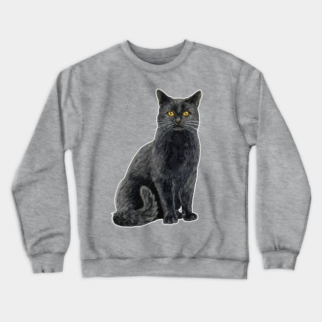 Black cat with golden eyes Crewneck Sweatshirt by Savousepate